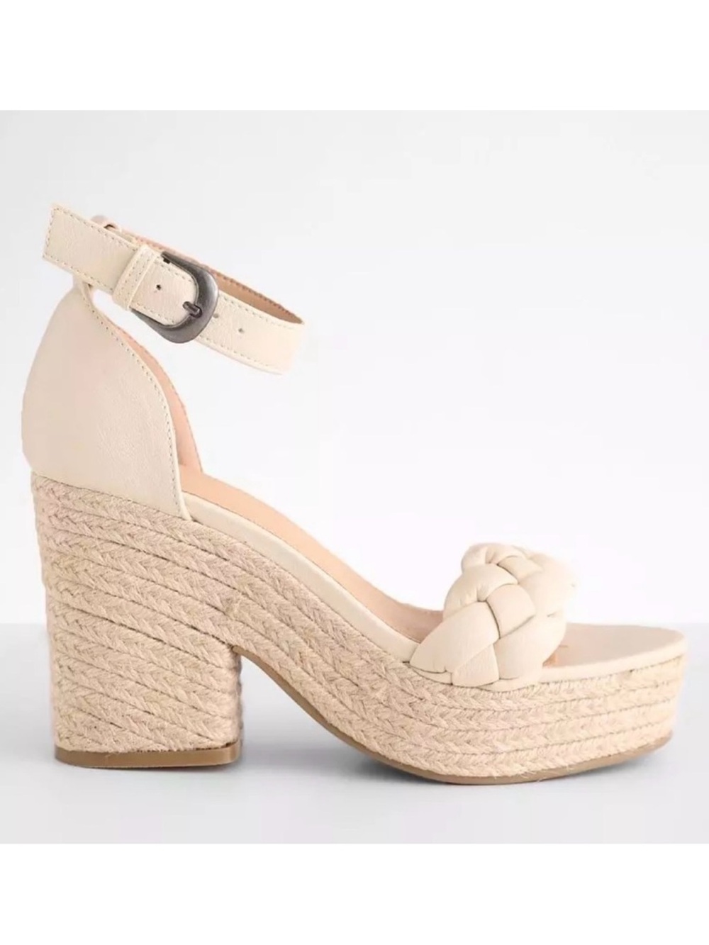 Oasis Society Braided Cream Espadrille Wedge Sandals 10 NWOT